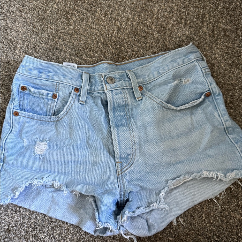 Levi's Light Blue Distressed Jean Shorts